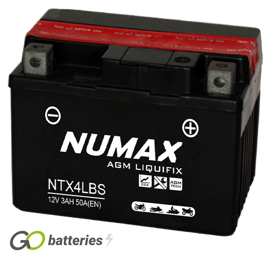 YTX4L-BS Numax AGM Motorcycle Battery 12V 3Ah (YTX4LBS) (NTX4L-BS) (NTX4LBS)